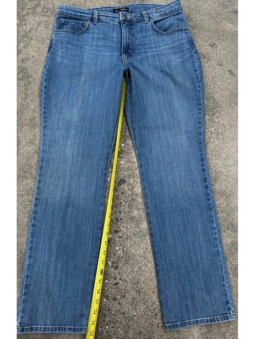 Lee Relaxed Fit Straight Leg Jean High Rise Instantly Slims Stretch Size 33Wx30L